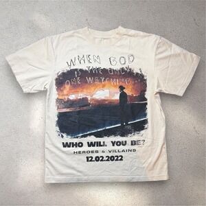Metro Boomin Heroes & Villains‎ Graphic T-Shirt Cream Off White Mens Medium 2022